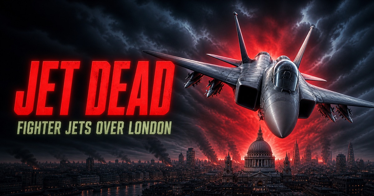 JET DEAD fighter jet flying above London